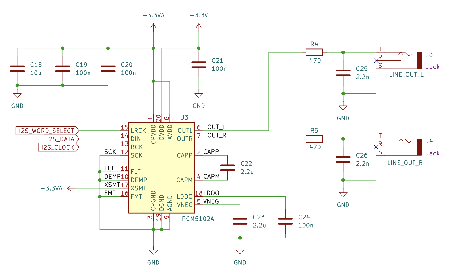 STM32 drum machine DAC schematic