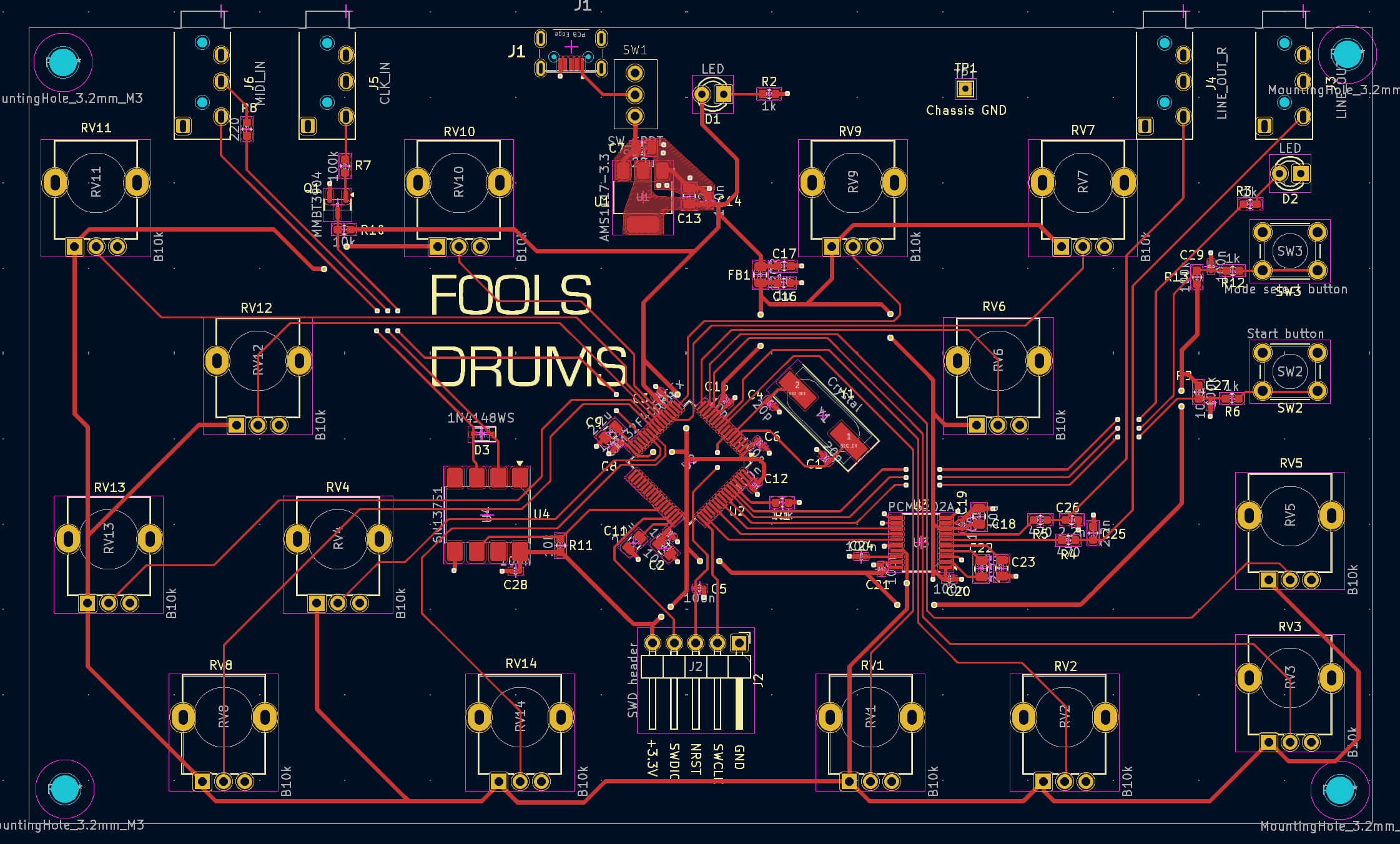 STM32 drum machine PCB